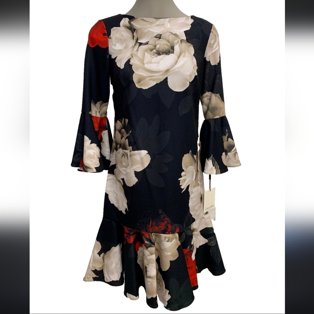 Calvin Klein ruffled rose dress size 4